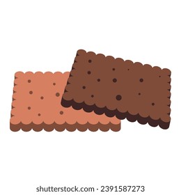Cookies, cracker in flat style. Vector illustration of sweets in isometry. Chocolate cookies. Isolated illustration.