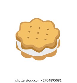 Biscoitos, biscoito em estilo plano. Ilustração vetorial de doces em isometria sobre fundo branco Ilustração isolada.