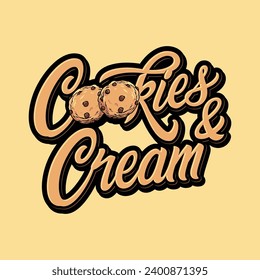 Cookies and Cream Typography Lettering Logo Vector Design Logotype