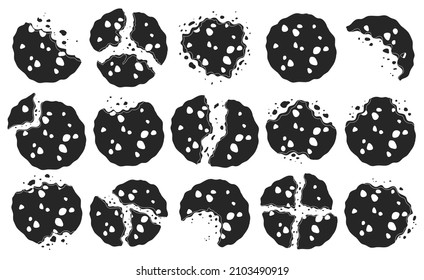 Cookies with crumbs vector black set icon. Vector illustration biscuit on white background. Isolated black set icon cookies with crumbs.