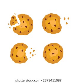 Cookies with crumbs vector cartoon set icon. Vector illustration biscuit on white background.