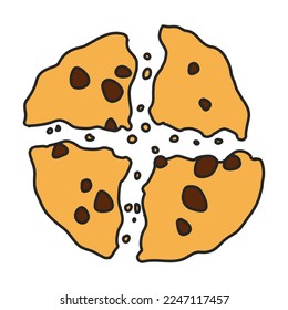 Cookies with crumbs vector icon.Color vector icon isolated on white background cookies with crumbs.