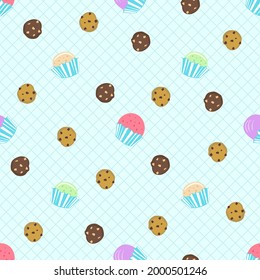cookies and cup cakes seamless pattern