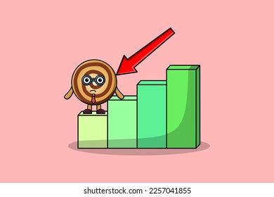 Cookies cute businessman mascot character with a inflation chart cartoon style design