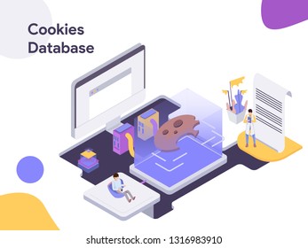 Cookies Database Isometric illustration. Modern flat design style for website and mobile website.Vector illustration