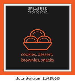 cookies, dessert, brownies, snacks vector icon