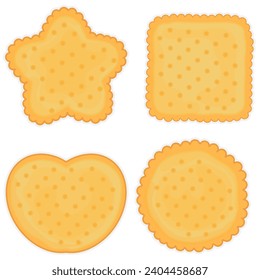 Cookies of different shapes on an isolated white background