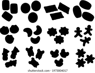 Cookies of different shapes in the set.