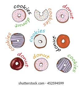 cookies donut posted in the background. vector illustration