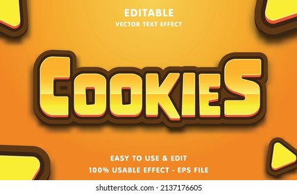 cookies editable text effect with modern and simple style, usable for logo or campaign title