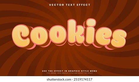 Cookies efeito de texto editável Modelo com sobremesa e estilo de texto do bolo Tema