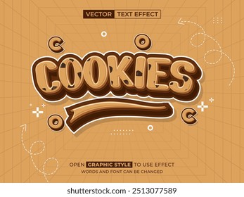 cookies texto editável, efeito de fonte, texto 3d para título