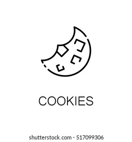Cookies flat icon. Single high quality outline symbol of bakery for web design or mobile app. Thin line signs of cookies for design logo, visit card, etc. Outline pictogram of cookies 