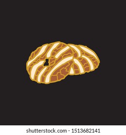 Cookies flat icon. Vector illustration isolated on a black background.