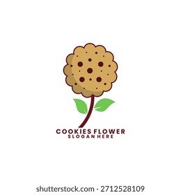 Cookies flower logo design vector. Cookies nature logo vector