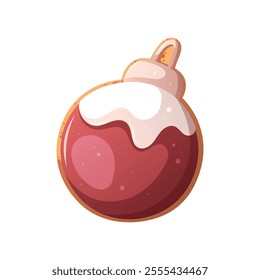 Cookies in the form of Christmas ball isolated on white background. Christmas and new year concept element. Vector illustration.