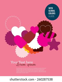 Cookies forms composition with layout. Vector illustration Eps10 file. Global colors&layers.
