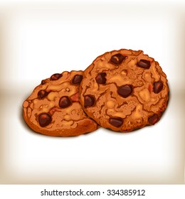 Cookies front and side views. Sweet pastry vector illustration. Realistic design of food. Cookies realistic illustration.