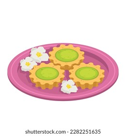 Cookies with fruit jelly. Dessert. Decorated with flowers.