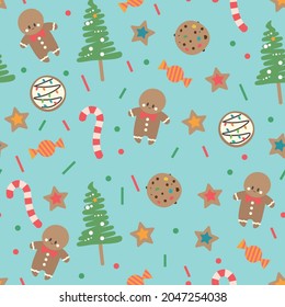 cookies and gingerbread man seamless pattern