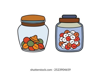 Cookies in a glass jar vector - doodle cartoon style illustration perfect for sweet treat design and decoration