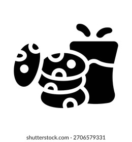 ícone de glifo de cookies gráfico vetorial de ilustração. Elemento simples ilustração vetor gráfico, adequado para aplicativo, sites e apresentações isolados no fundo branco