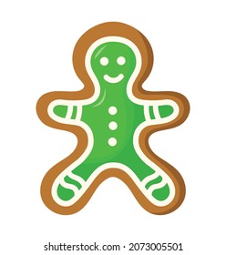 cookies with green icing in the shape of a Christmas gingerbread man