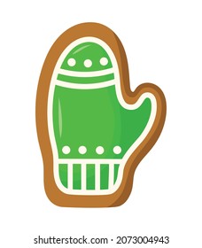 cookies with green icing in the shape of a mitten, Christmas gingerbread