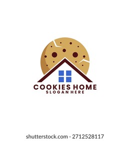 Cookies mit Haus-Logo-Design, Vektorvorlage. Startseite Kekse Logo Design Symbol