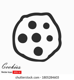 Cookies icon of chocolate cake on white background