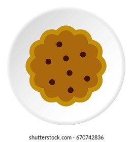 Cookies icon in flat circle isolated vector illustration for web