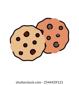 Cookies Icon Illustration with bright colour palette in flat design style Ideal for cafe branding, menus, and coffee-themed designs.