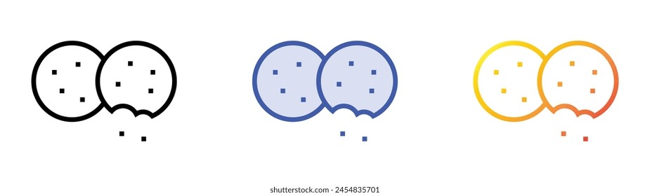 cookies icon. Linear, Blue Fill and Gradient Style Design Isolated On White Background