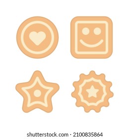 Cookies icon set. Colored silhouette. Top front view. Vector simple flat graphic illustration. The isolated object on a white background. Isolate.