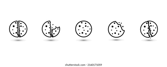 Cookies Icon Set Cookie icon isolated on white background Logo concept sign Vector illustration