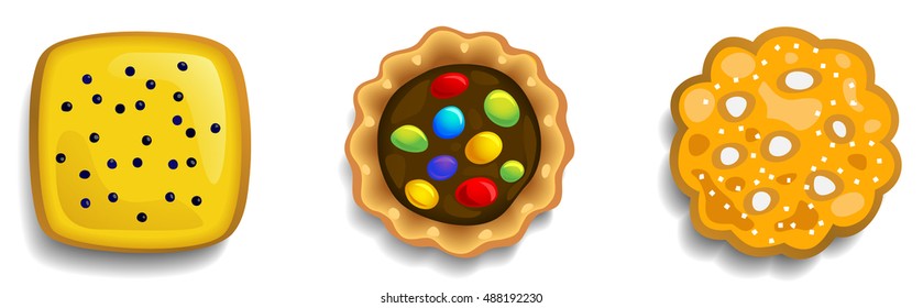 Cookies icon set - Illustration