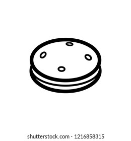 Cookies Icon. Sign Vector Cookie on Line Art. Thin Line Drawing and White Background Biscuit Symbol. EPS 10.