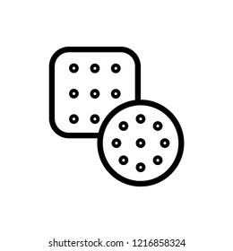 Cookies Icon. Sign Vector Cookie on Line Art. Thin Line Drawing and White Background Biscuit Symbol. EPS 10.