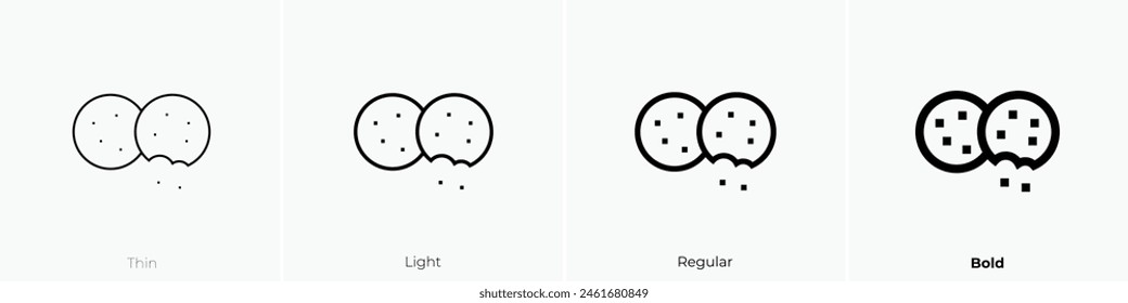 cookies icon. Thin, Light Regular And Bold style design isolated on white background