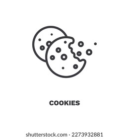 cookies icon. Thin line cookies icon from artificial intellegence collection. Outline vector isolated on white background. Editable cookies symbol can be used web and mobile