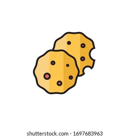 Icono de cookies ilustración vectorial relleno diseño de estilo de esquema. soltado sobre fondo blanco