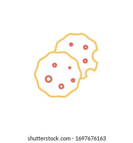 Icono de cookies ilustración vectorial de dos líneas de color diseño. soltado sobre fondo blanco