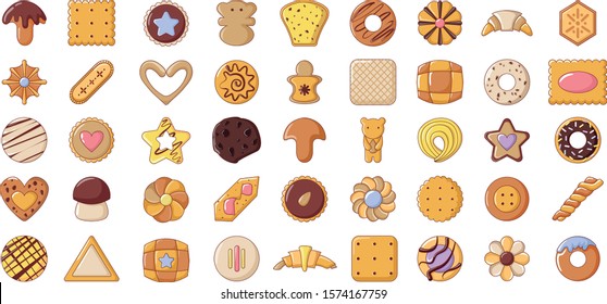Cookies icons. Cartoon illustration of candy cookie icon for web
