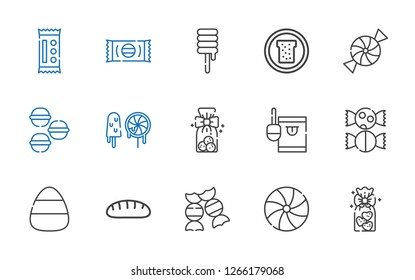 cookies icons set. Collection of cookies with candy, bread, sweet, sweets, macarons. Editable and scalable cookies icons.