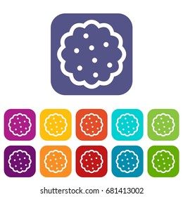 Cookies icons set vector illustration in flat style in colors red, blue, green, and other