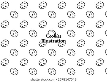 A cookies illustration pattern with white background, food packaging, menu illustration hand drawn print ads, food business, snack