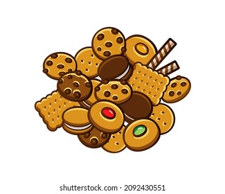 Cookies isolated on white background. Vector cartoon illustration.