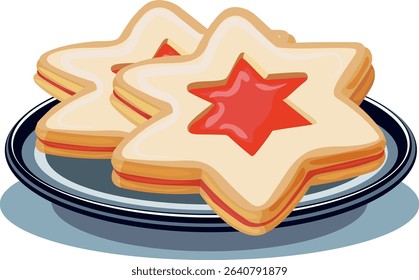 cookies with jam are lying on a plate