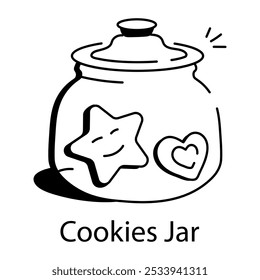 Cookies jar icon designed in doodle style 

