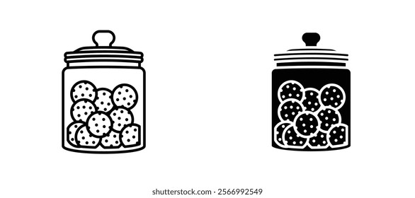 Cookies jar icons in outline and fill. vector illustration for ui.